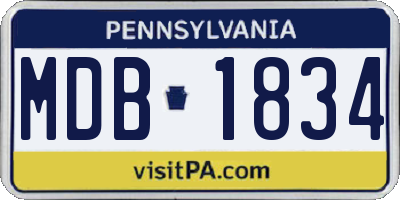 PA license plate MDB1834