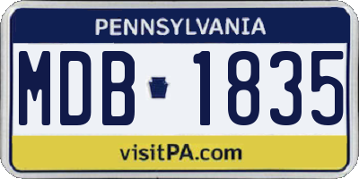 PA license plate MDB1835