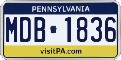 PA license plate MDB1836