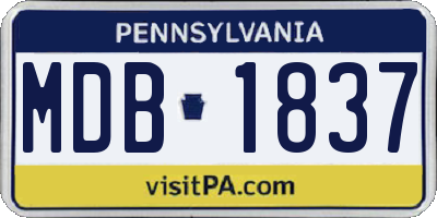 PA license plate MDB1837