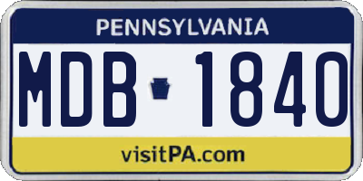 PA license plate MDB1840