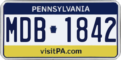 PA license plate MDB1842
