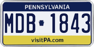 PA license plate MDB1843