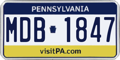 PA license plate MDB1847