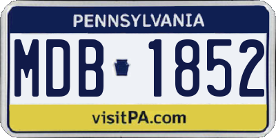 PA license plate MDB1852