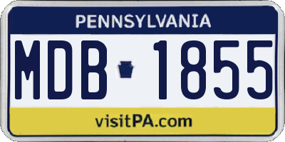 PA license plate MDB1855