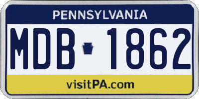 PA license plate MDB1862
