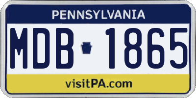 PA license plate MDB1865