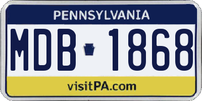 PA license plate MDB1868