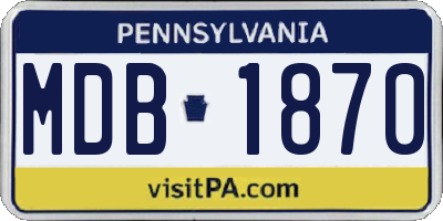 PA license plate MDB1870