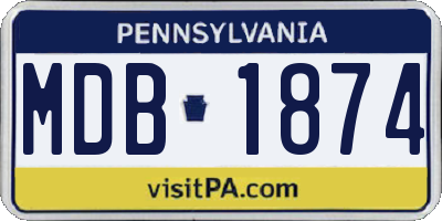 PA license plate MDB1874