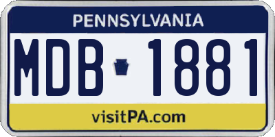 PA license plate MDB1881