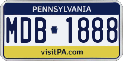 PA license plate MDB1888