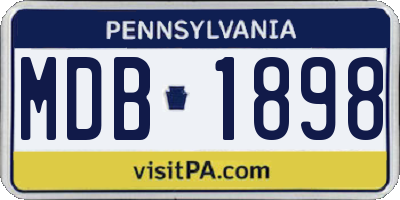 PA license plate MDB1898