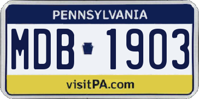 PA license plate MDB1903