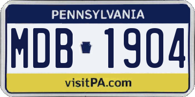 PA license plate MDB1904