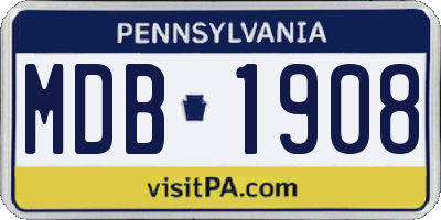 PA license plate MDB1908