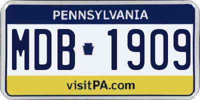 PA license plate MDB1909