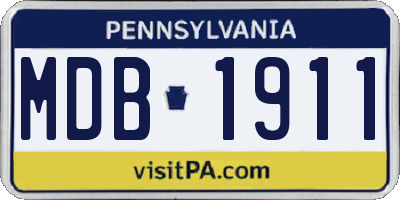 PA license plate MDB1911