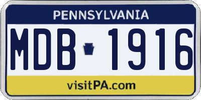PA license plate MDB1916