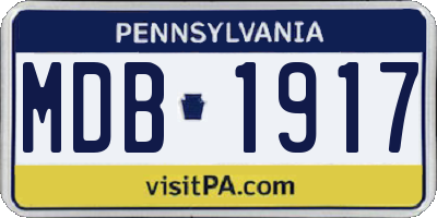 PA license plate MDB1917