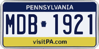 PA license plate MDB1921