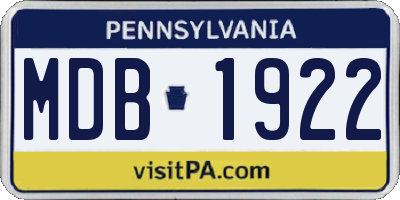 PA license plate MDB1922