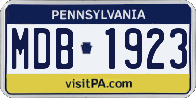 PA license plate MDB1923