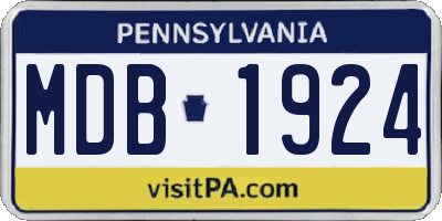 PA license plate MDB1924