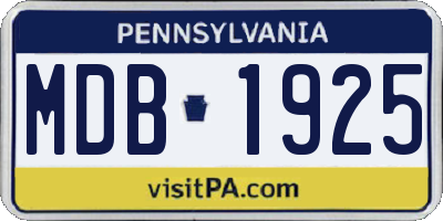 PA license plate MDB1925