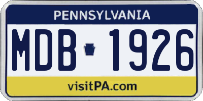 PA license plate MDB1926