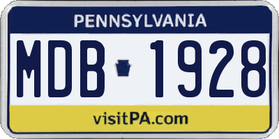 PA license plate MDB1928