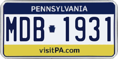 PA license plate MDB1931