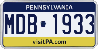 PA license plate MDB1933