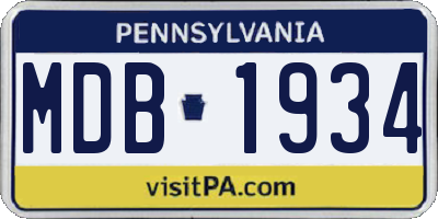 PA license plate MDB1934