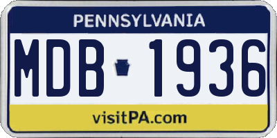 PA license plate MDB1936
