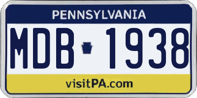 PA license plate MDB1938