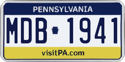 PA license plate MDB1941
