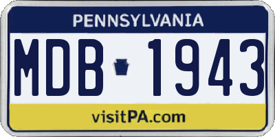 PA license plate MDB1943