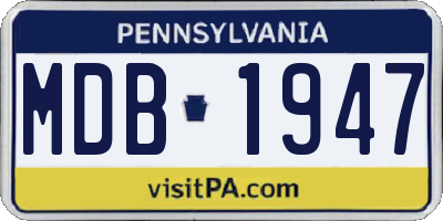 PA license plate MDB1947