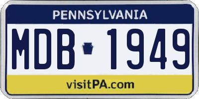 PA license plate MDB1949