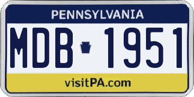 PA license plate MDB1951