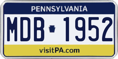 PA license plate MDB1952