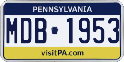 PA license plate MDB1953