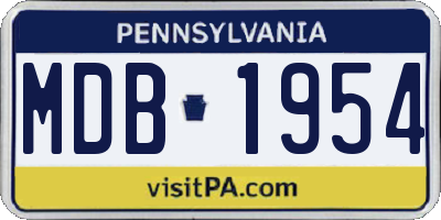 PA license plate MDB1954