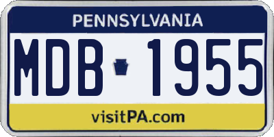 PA license plate MDB1955