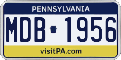PA license plate MDB1956