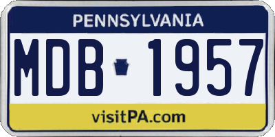 PA license plate MDB1957