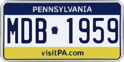 PA license plate MDB1959