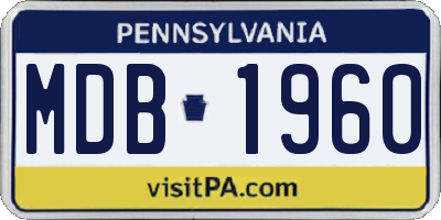 PA license plate MDB1960